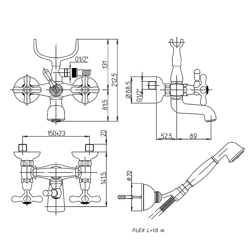 Смеситель для ванны PAINI Liberty 17F3105KM бронза купить в интернет-магазине сантехники Sanbest