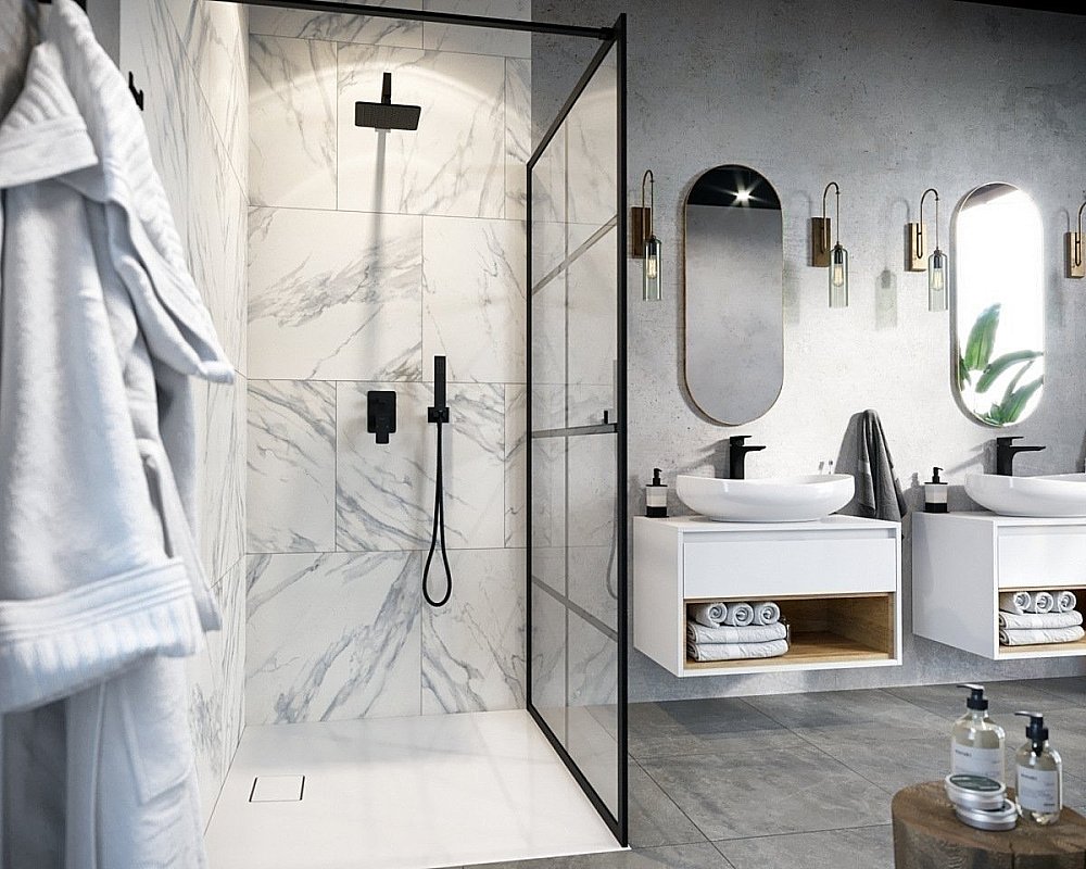 Душевая система Excellent Keria 2045 BL черная матовая купить в интернет-магазине сантехники Sanbest