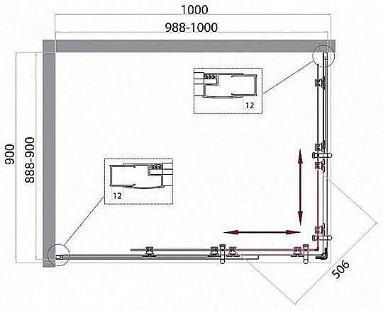 Душевой уголок BelBagno UNO 195-AH-2 100x90 прозрачный/хром купить в интернет-магазине Sanbest