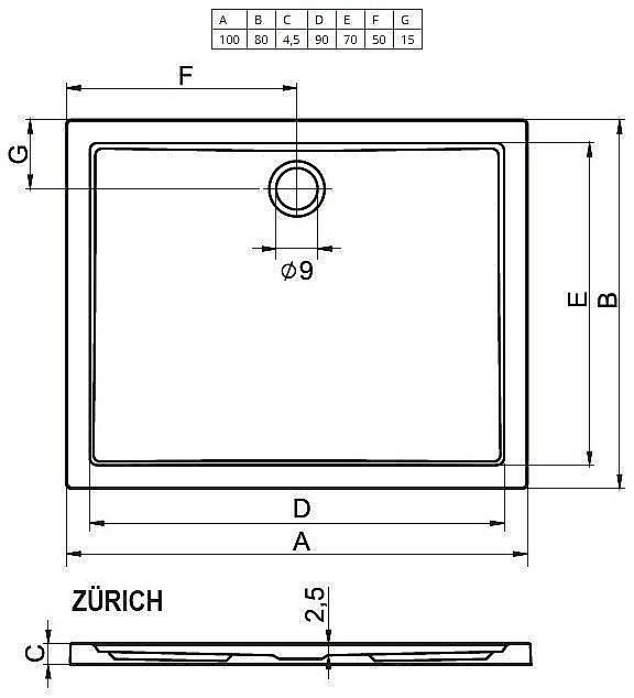 Душевой поддон Riho Zurich 272 100х80 D001014005 белый купить в интернет-магазине Sanbest