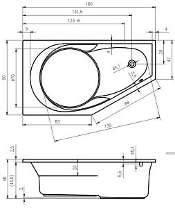 Ванна акриловая Riho Yukon 160x90 купить в интернет-магазине Sanbest