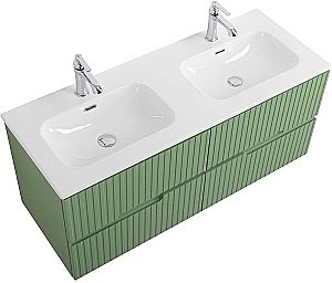 Тумба с раковиной Cezares DUET-N 120 DUET-N-1200-4C-SO-2-PS-P фисташковый софт для ванной в интернет-магазине Sanbest