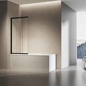 Шторка для ванны Vincea VSB-6E900CLB 90 прозрачная/профиль черный купить в интернет-магазине Sanbest