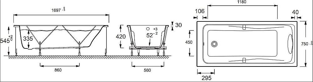 Ванна Jacob Delafon ODEON UP 170х75 купить в интернет-магазине Sanbest