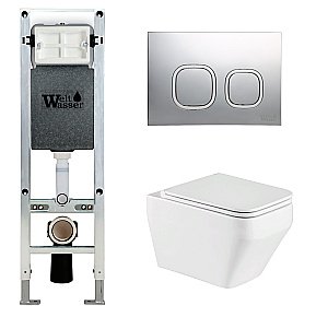 Унитаз с инсталляцией WeltWasser AMBERG 350 ST + HOFBACH 041 GL-WT + AMBERG RD-MT CR купить в интернет-магазине Sanbest