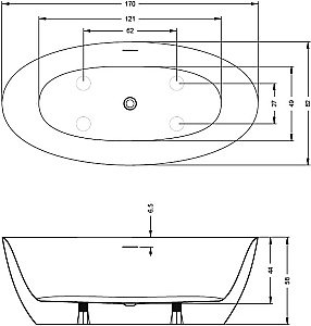 Акриловая ванна Riho Beta 170х82 B093001005 белая купить в интернет-магазине Sanbest
