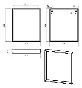 Зеркало с LED-подсветкой Misty DALLAS 70x80 Дуб Галифакс/олово в ванную от интернет-магазине сантехники Sanbest