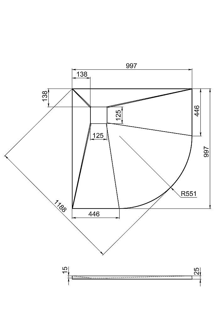 Душевой поддон литьевой Good Door Essentia R 100x100 черный купить в интернет-магазине Sanbest