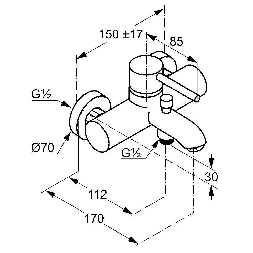 Смеситель для ванны Kludi Bozz 386910576 купить в интернет-магазине сантехники Sanbest