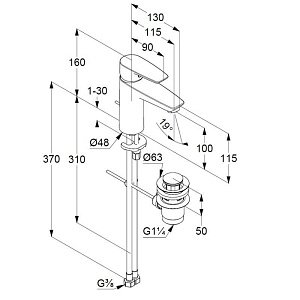 Смеситель для раковины Kludi Pure&Solid 342900575 купить в интернет-магазине сантехники Sanbest