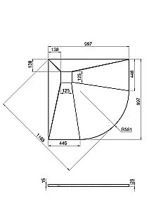 Душевой поддон литьевой Good Door Essentia R 100x100 черный купить в интернет-магазине Sanbest