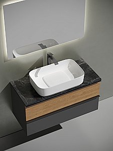 Тумба с раковиной Sancos DELTA 100 со столешницей, дуб красный/графит для ванной в интернет-магазине Sanbest