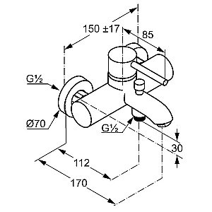 Смеситель для ванны Kludi Bozz 386910576 купить в интернет-магазине сантехники Sanbest