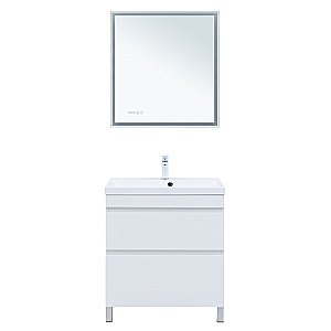 Тумба с раковиной Aquanet Нота New 75 344144+281221 белая глянцевая для ванной в интернет-магазине Sanbest