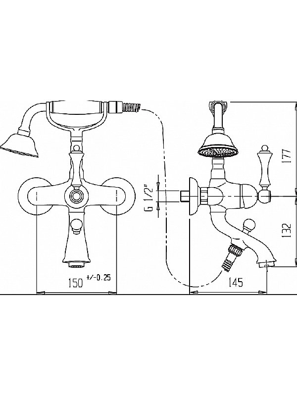 Смеситель для ванны Cezares MARGOT-PBV-01-M хром купить в интернет-магазине сантехники Sanbest