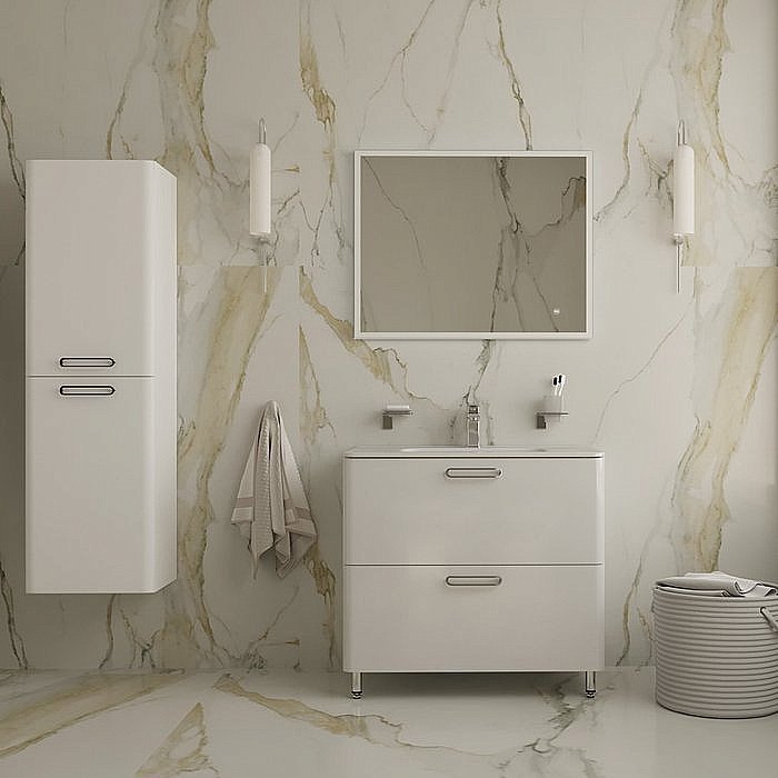 Тумба с раковиной Iddis Brick BRI80WFi95K 80 белая для ванной в интернет-магазине Sanbest