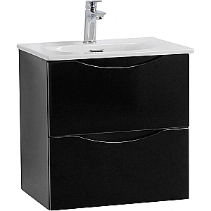 Тумба с раковиной Belbagno MARINO-CER-MINI 60  черный глянцевый для ванной в интернет-магазине Sanbest