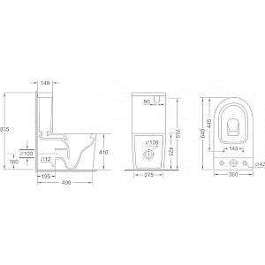 Унитаз напольный CeramaLux NS2178MB черный матовый, безободковый, с бачком, с крышкой микролифт купить в интернет-магазине Sanbest