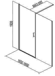 Душевая дверь Aquanet Cinetic 254241 170 стекло прозрачное/профиль хром купить в интернет-магазине Sanbest