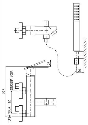 Смеситель для ванны с автоматическим переключением и душем RAV-Slezak LOIRA LR154.5/1