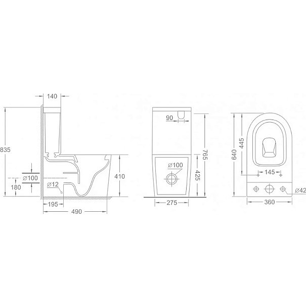 Унитаз напольный CeramaLux NS2178MB черный матовый, безободковый, с бачком, с крышкой микролифт купить в интернет-магазине Sanbest