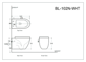 Унитаз подвесной Aquanet Rimless Cetus-GW BL-102N-WHT серый с крышкой микролифт, безободковый купить в интернет-магазине Sanbest