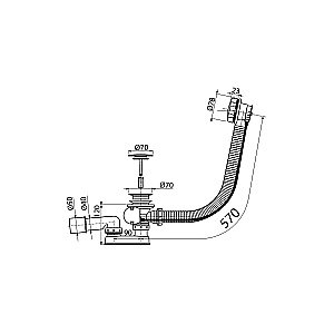 Слив-перелив для ванны Koller Pool B70CPMA-57 хром купить в интернет-магазине сантехники Sanbest