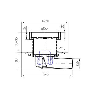 Душевой трап PAINI C1381A 15 хром купить в интернет-магазине Sanbest
