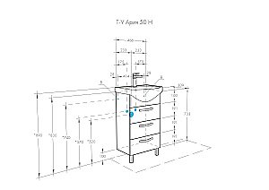 Тумба с раковиной Акватон Ария 50 Н белая глянцевая для ванной в интернет-магазине Sanbest