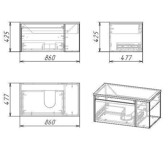 Тумба с раковиной подвесная Grossman ТЕНЗА 85 Веллингтон для ванной в интернет-магазине Sanbest