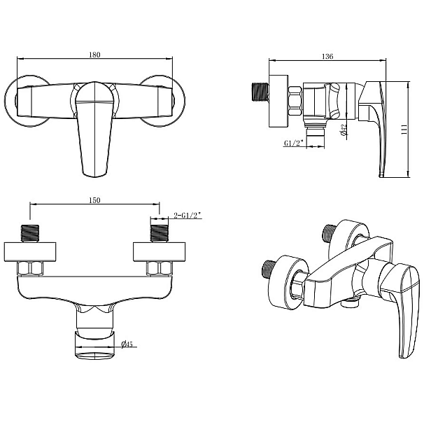 Смеситель для душа Elghansa Monica 3322519-White белый купить в интернет-магазине сантехники Sanbest