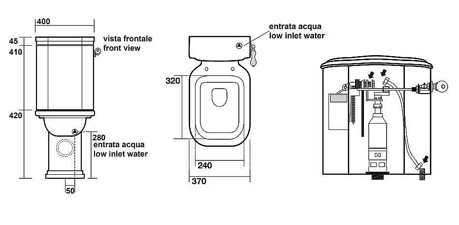 Унитаз напольный Kerasan Waldorf 4117 с бачком 4179 Белый/ручка хром купить в интернет-магазине Sanbest