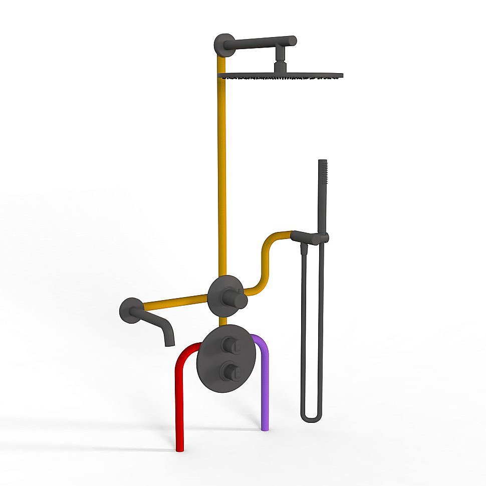 Душевая система PAINI Cox 78PZSET36911THSHBATH черная матовая купить в интернет-магазине сантехники Sanbest