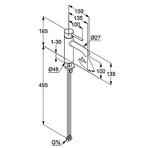 Смеситель для раковины Kludi Bozz 382820576 хром купить в интернет-магазине сантехники Sanbest