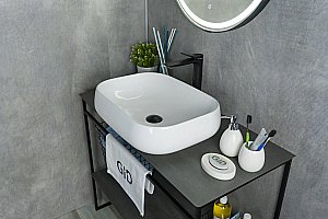 Раковина накладная Gid Geometrico 56 N9243 51135 белая купить в интернет-магазине Sanbest