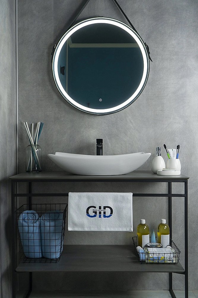 Раковина накладная Gid Creativo 56 N9176 51129 белая купить в интернет-магазине сантехники Sanbest