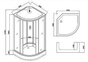 Душевая кабина Taliente TA-9091G 90х90 стекло тонированное купить в интернет-магазине Sanbest