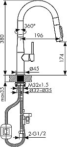 Смеситель для кухни Kaiser Vita 43344-9 черный матовый купить в интернет-магазине сантехники Sanbest