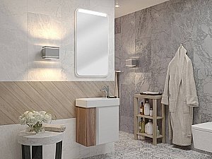 Тумба с раковиной Акватон Вита 45 белый глянцевый/ясень шимо для ванной в интернет-магазине Sanbest