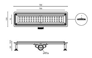 Душевой лоток Ctesi FLOW SQUARE 70 BK4024640 хром купить в интернет-магазине Sanbest