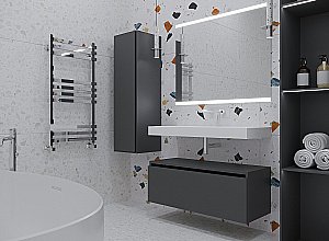 Тумба с раковиной Armadi Art Flat 120 антрацит глянец для ванной в интернет-магазине Sanbest