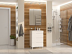 Тумба с раковиной Misty Софт - 60 П-Соф-01060-0113Я белая для ванной в интернет-магазине Sanbest