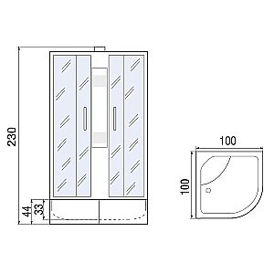 Душевая кабина Мономах XL Б/К 100x100x44 С МЗ 10000012112 стекло прозрачное с рисунком мозаика/профиль хром купить в интернет-магазине Sanbest