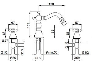 Смеситель для биде Migliore Revival ML.REV-425 золото купить в интернет-магазине сантехники Sanbest