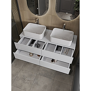 Тумба с раковиной Orange Otto 130 Ot-130TuMDF+B02-460W белая глянцевая для ванной в интернет-магазине Sanbest