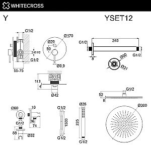 Душевая система WhiteCross Y YSET12GLB золото брашированное купить в интернет-магазине сантехники Sanbest