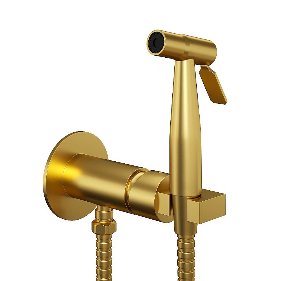 Гигиенический душ Paini Castello Round CAPJ442R золото брашированное купить в интернет-магазине сантехники Sanbest