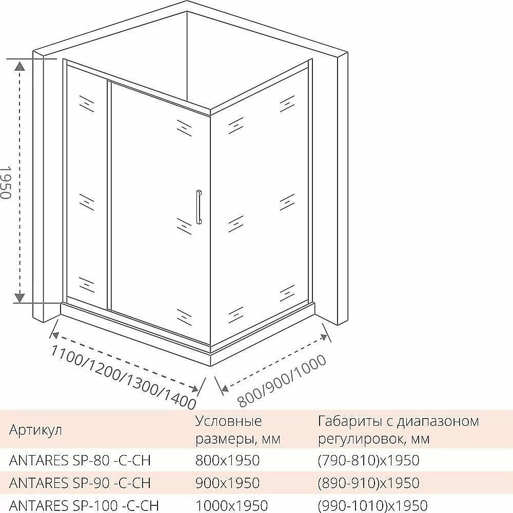 Душевой уголок Good door ANTARES WTW+SP 120x80 купить в интернет-магазине Sanbest