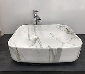 Раковина накладная Ceramalux MNC 50 190 белый мрамор купить в интернет-магазине Sanbest