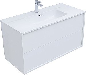 Тумба с раковиной Aquanet Lino 287544 100 (Flat) белый глянец для ванной в интернет-магазине Sanbest